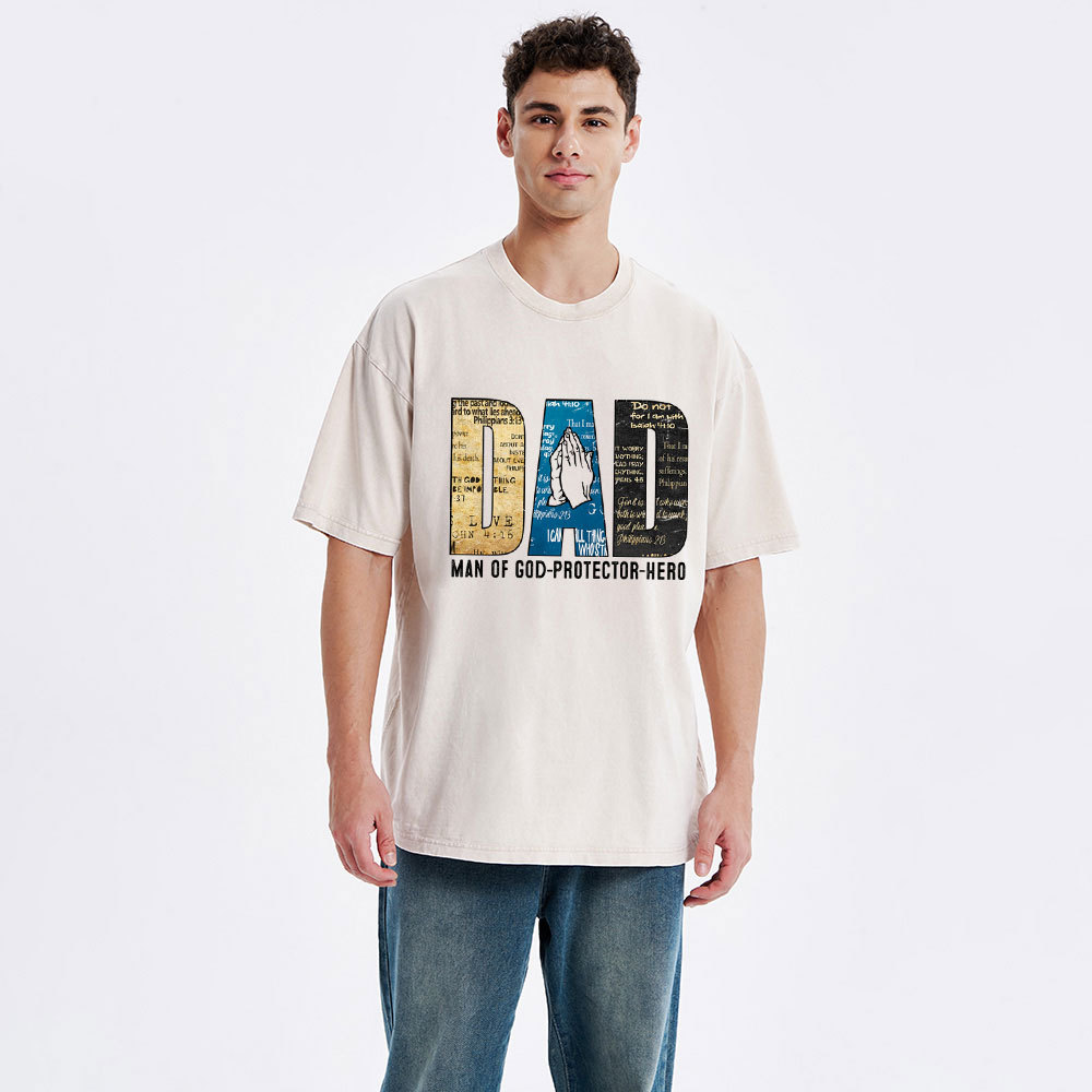 Man Of God-Protector-Hero Christian Washed T-Shirt