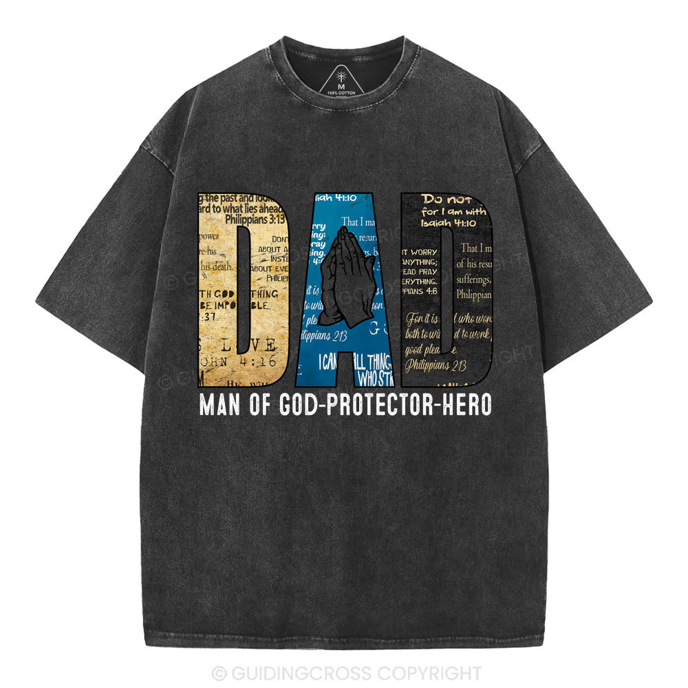 Man Of God-Protector-Hero Christian Washed T-Shirt