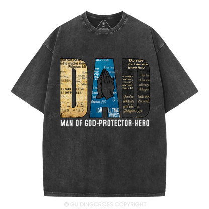 Man Of God-Protector-Hero Christian Washed T-Shirt