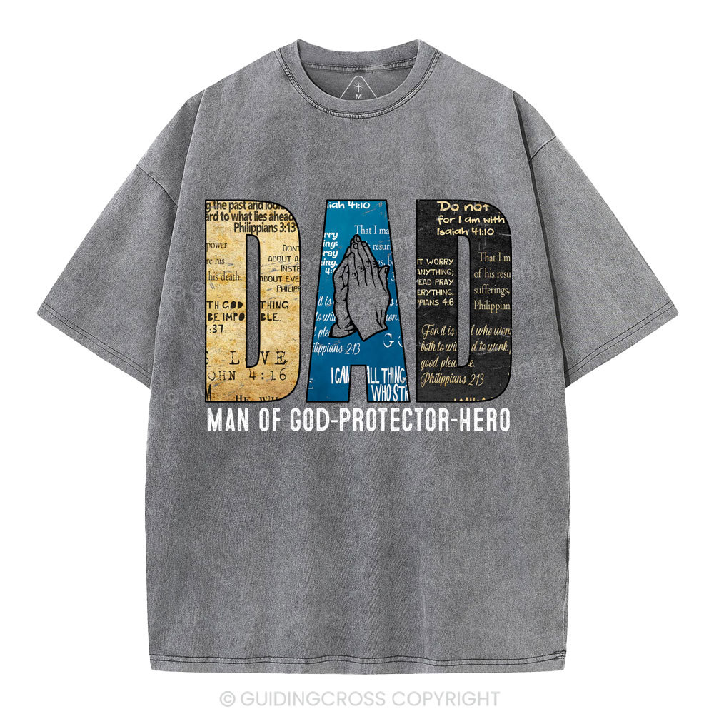 Man Of God-Protector-Hero Christian Washed T-Shirt