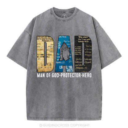 Man Of God-Protector-Hero Christian Washed T-Shirt