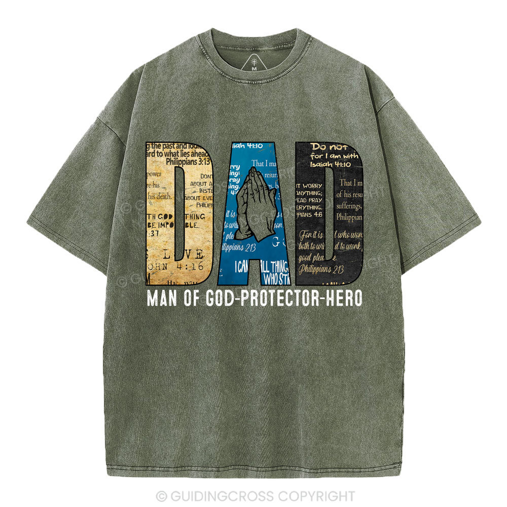 Man Of God-Protector-Hero Christian Washed T-Shirt