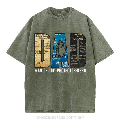 Man Of God-Protector-Hero Christian Washed T-Shirt