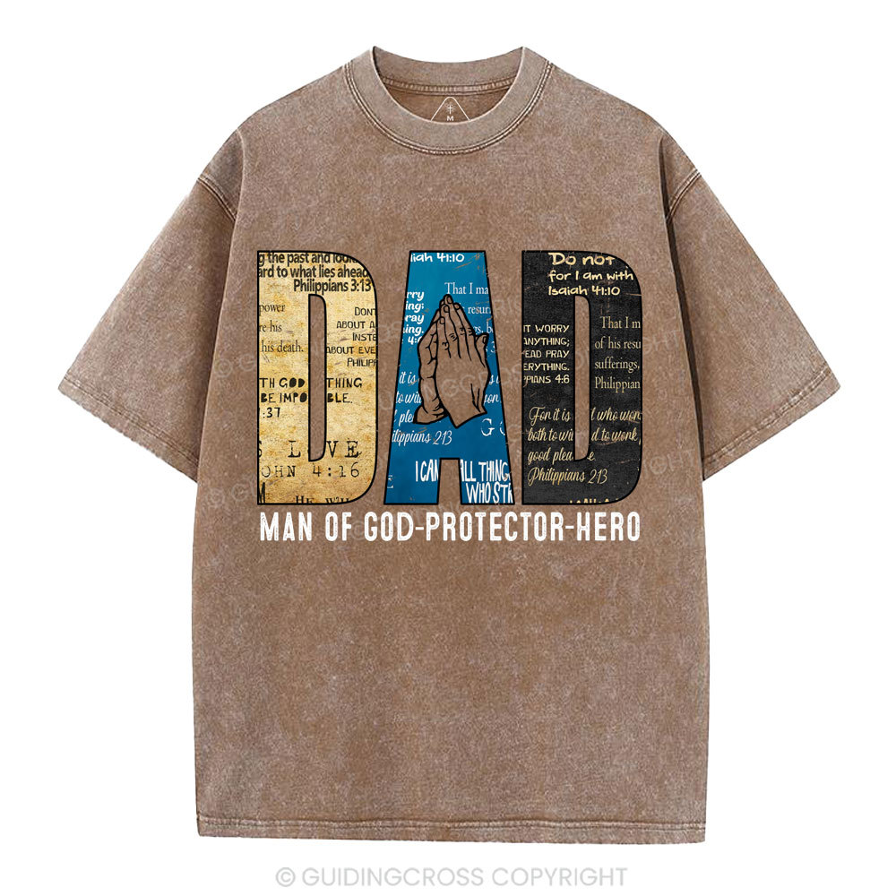 Man Of God-Protector-Hero Christian Washed T-Shirt