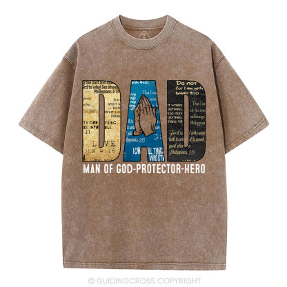Man Of God-Protector-Hero Christian Washed T-Shirt
