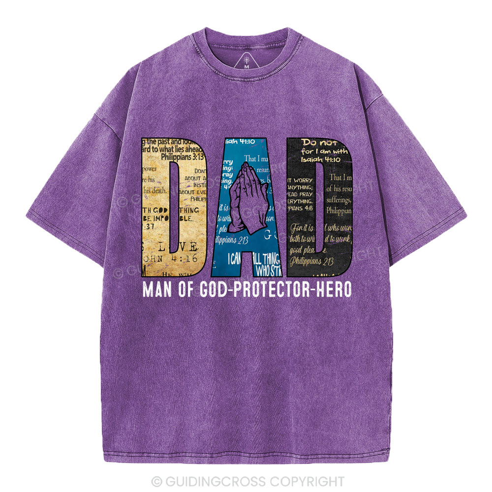 Man Of God-Protector-Hero Christian Washed T-Shirt