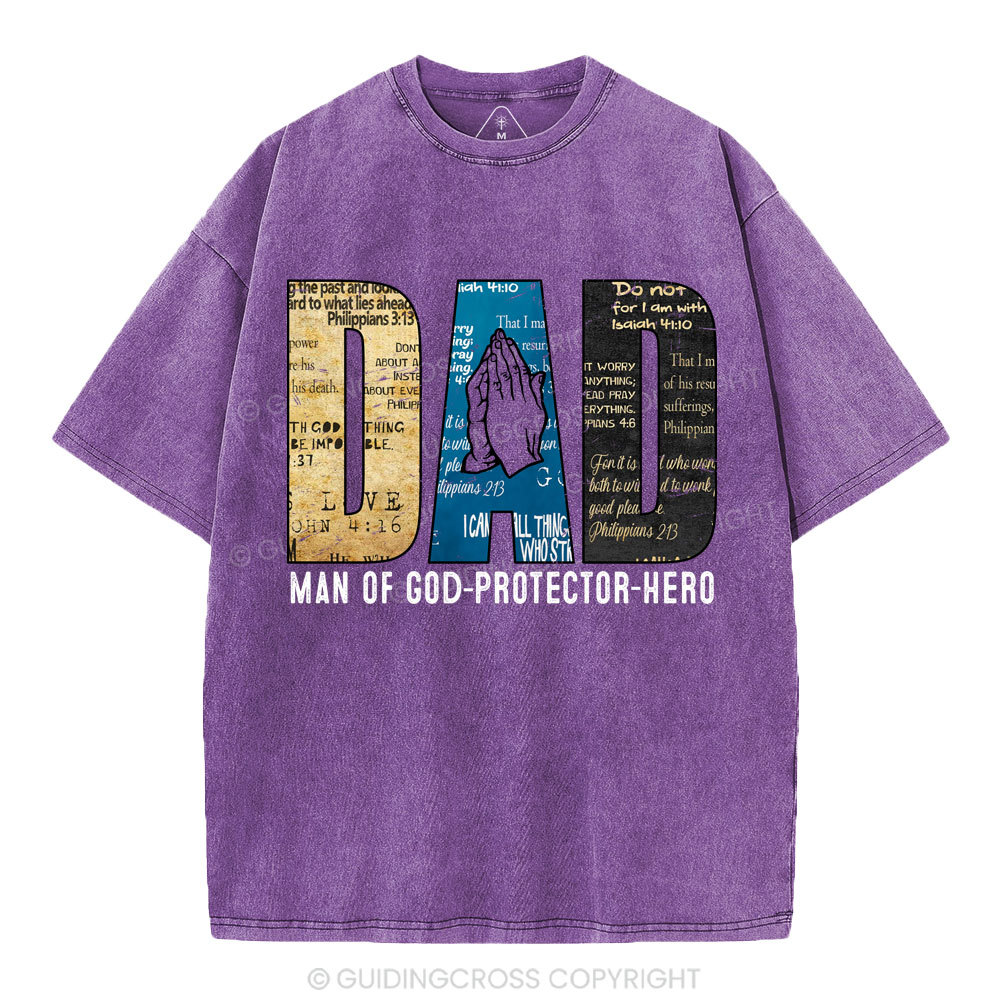 Man Of God-Protector-Hero Christian Washed T-Shirt