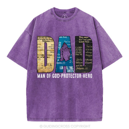 Man Of God-Protector-Hero Christian Washed T-Shirt