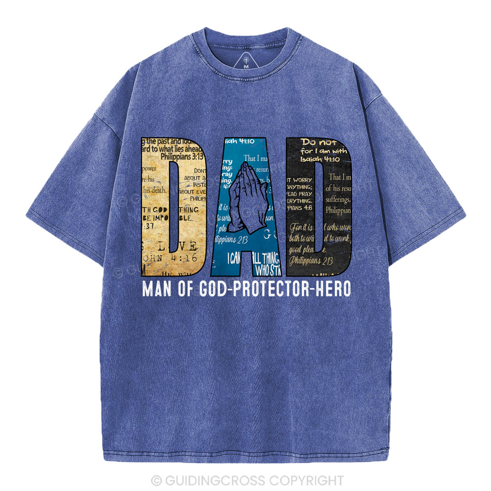 Man Of God-Protector-Hero Christian Washed T-Shirt