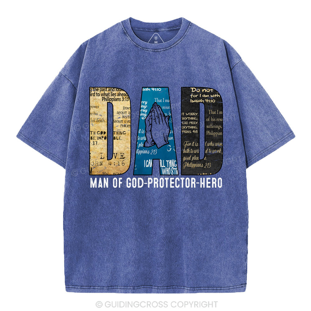 Man Of God-Protector-Hero Christian Washed T-Shirt