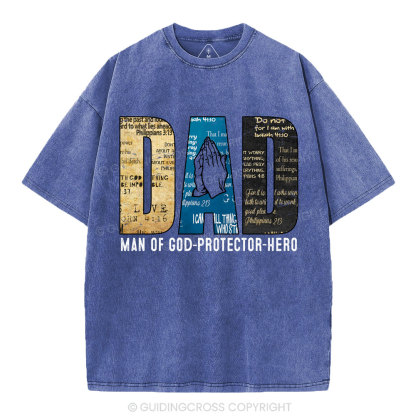 Man Of God-Protector-Hero Christian Washed T-Shirt