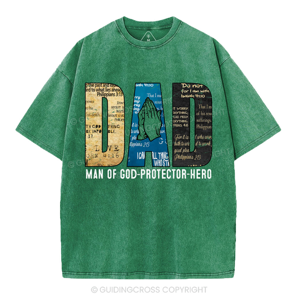 Man Of God-Protector-Hero Christian Washed T-Shirt