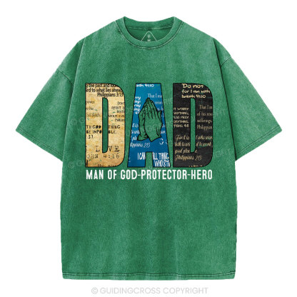 Man Of God-Protector-Hero Christian Washed T-Shirt