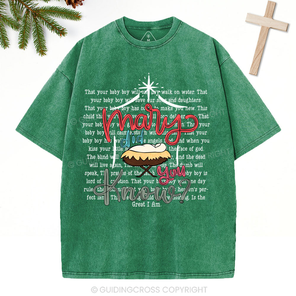 Marry Did You Know Christian Christmas Washed T-Shirt