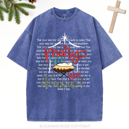 Marry Did You Know Christian Christmas Washed T-Shirt