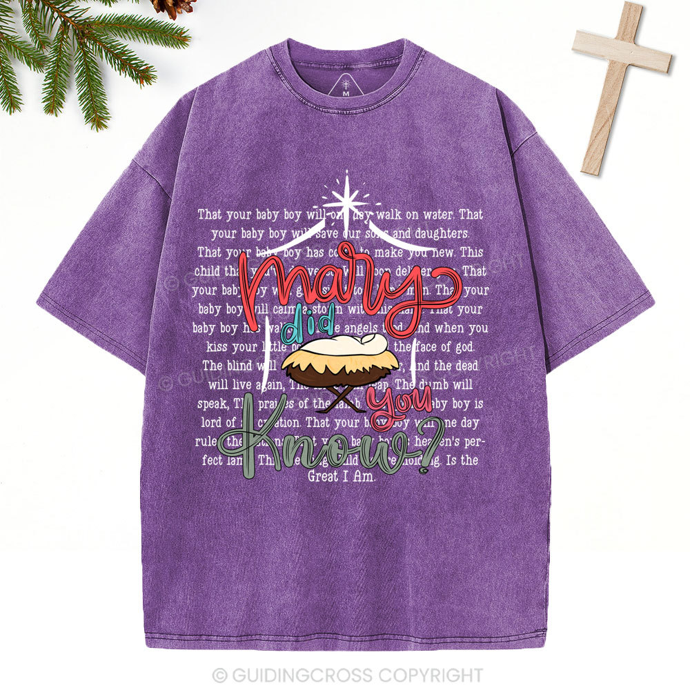 Marry Did You Know Christian Christmas Washed T-Shirt