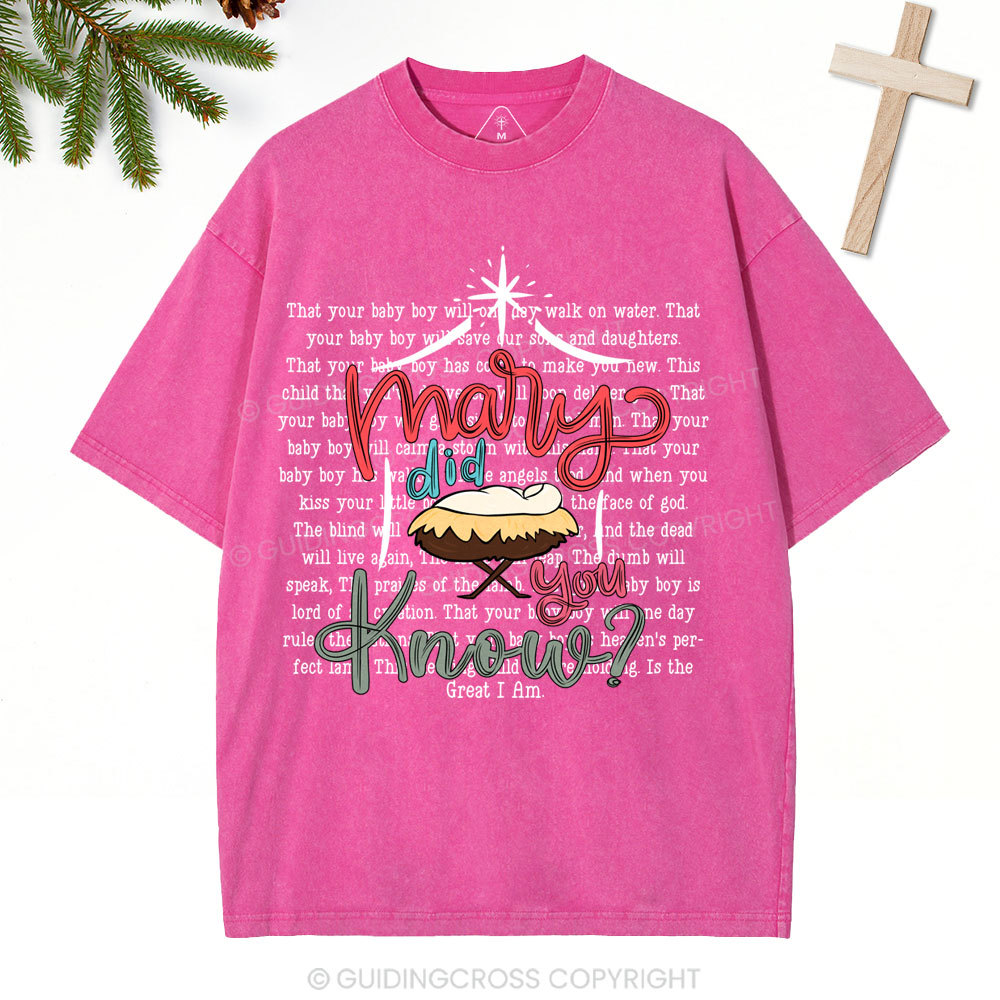 Marry Did You Know Christian Christmas Washed T-Shirt