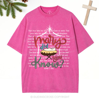 Marry Did You Know Christian Christmas Washed T-Shirt