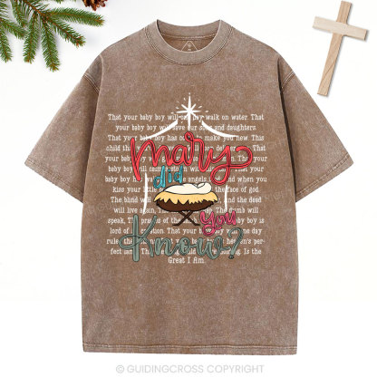 Marry Did You Know Christian Christmas Washed T-Shirt