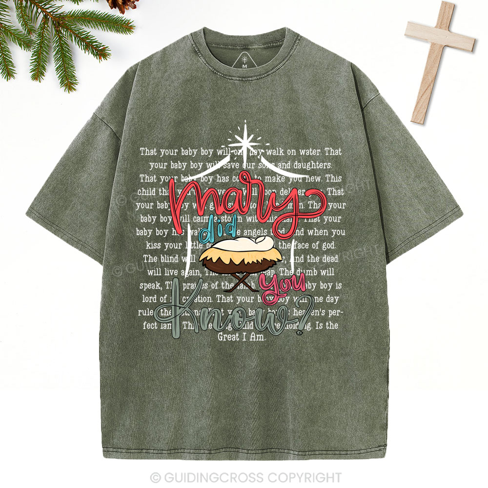 Marry Did You Know Christian Christmas Washed T-Shirt