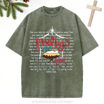 Marry Did You Know Christian Christmas Washed T-Shirt