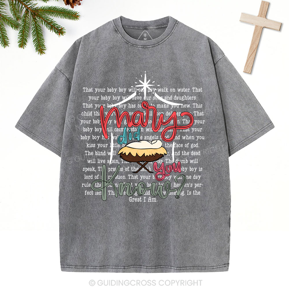 Marry Did You Know Christian Christmas Washed T-Shirt