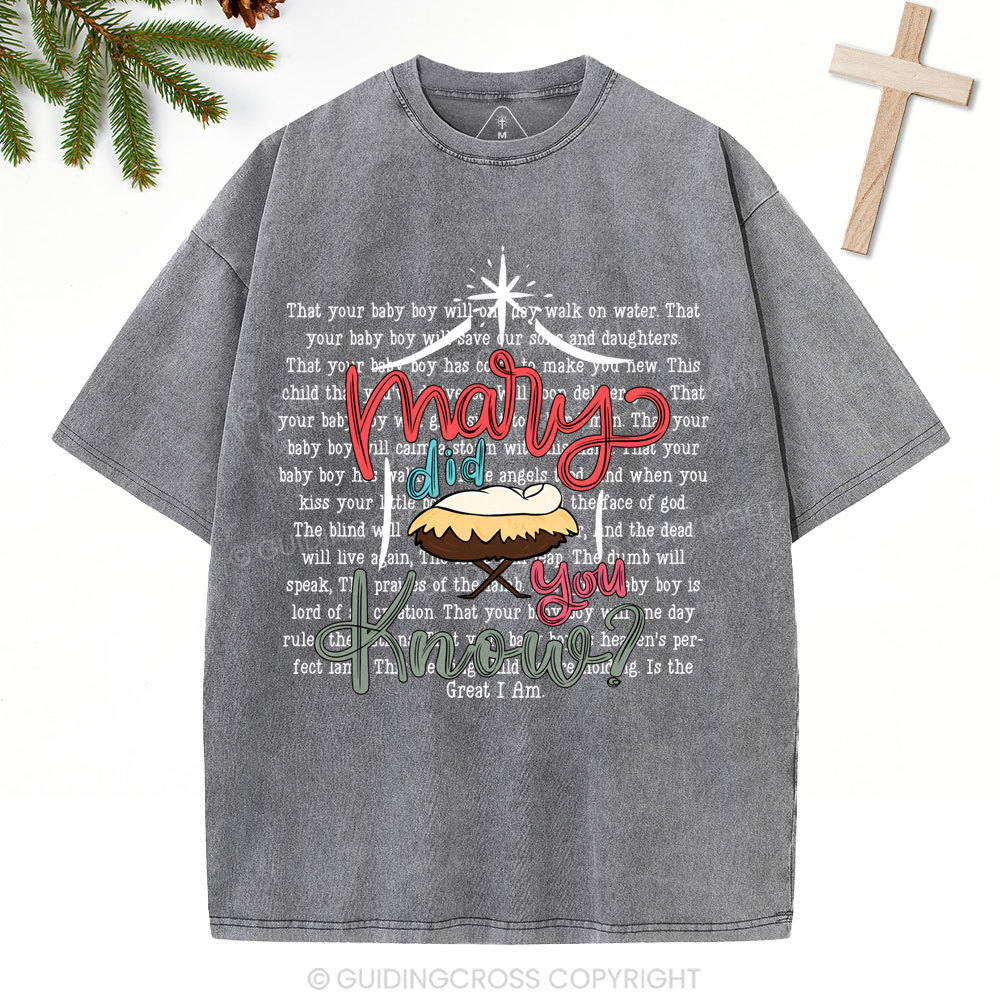 Marry Did You Know Christian Christmas Washed T-Shirt
