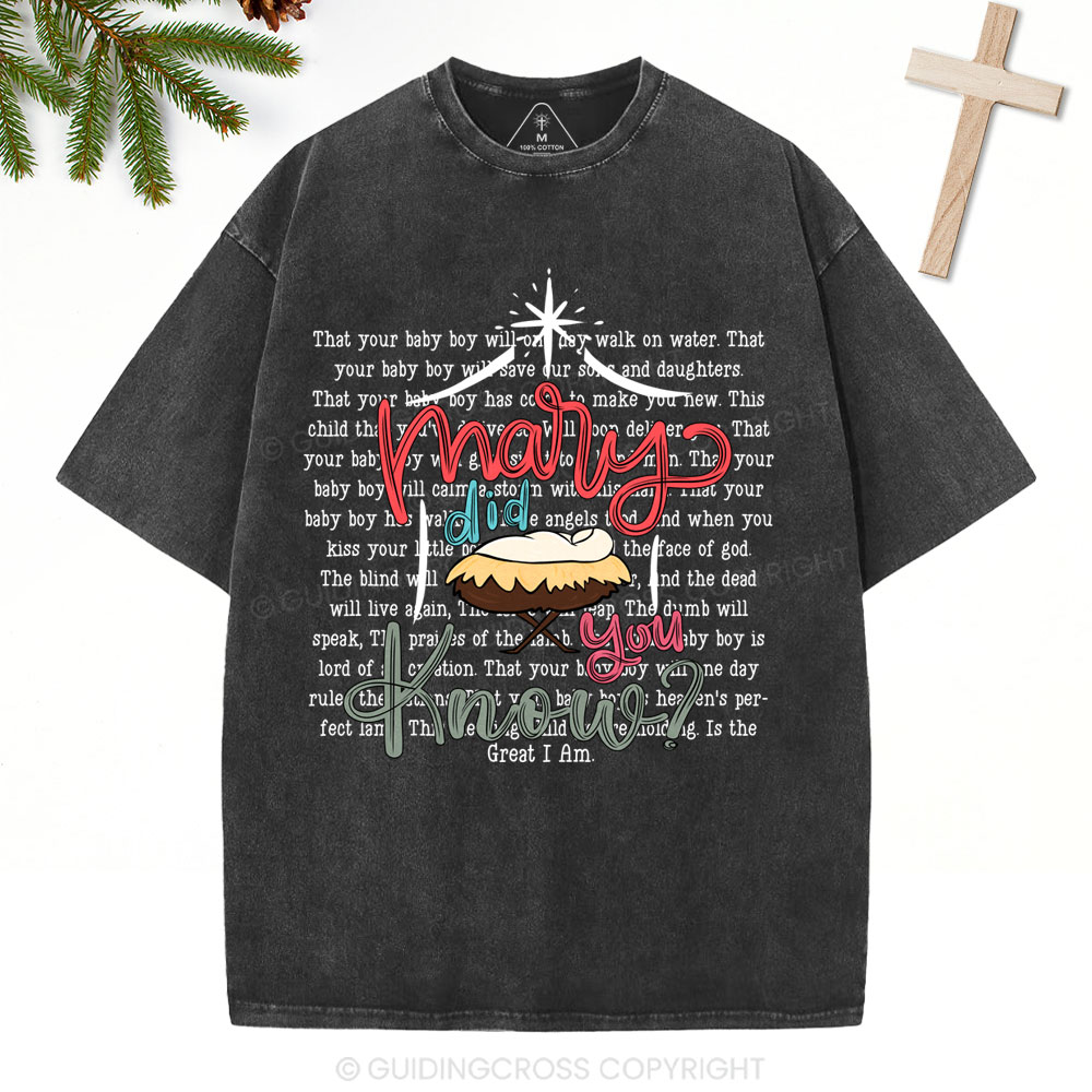Marry Did You Know Christian Christmas Washed T-Shirt