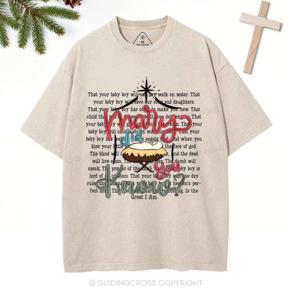 Marry Did You Know Christian Christmas Washed T-Shirt