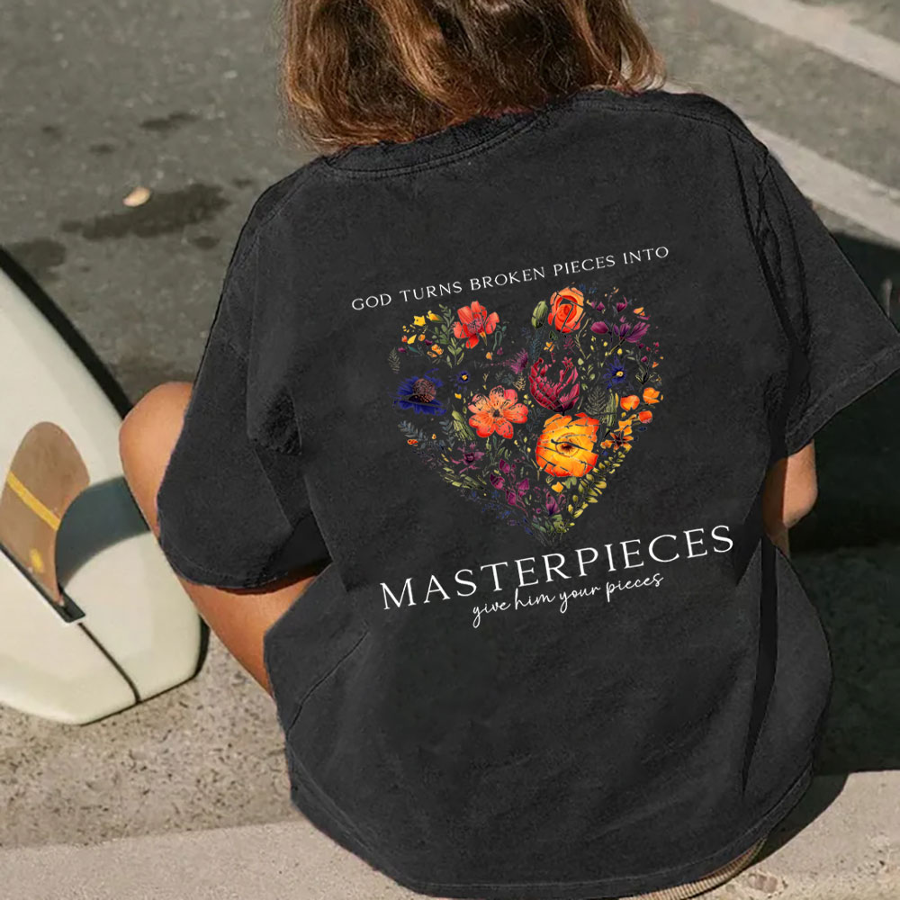 Masterpices Give Him Your Pieces Christian Washed T-Shirt