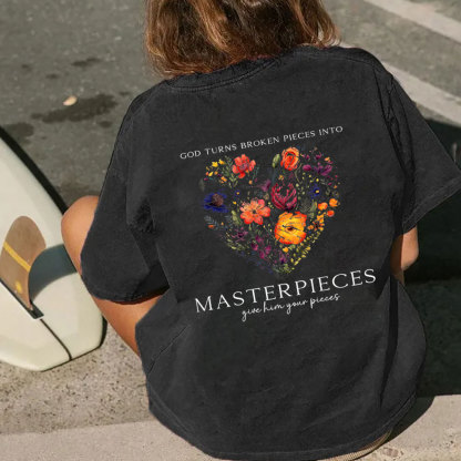 Masterpices Give Him Your Pieces Christian Washed T-Shirt