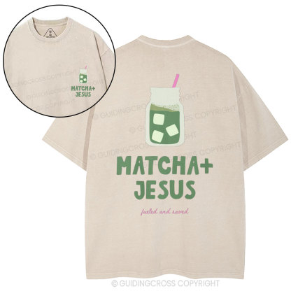 Matcha+Jesus Christian Washed T-Shirt