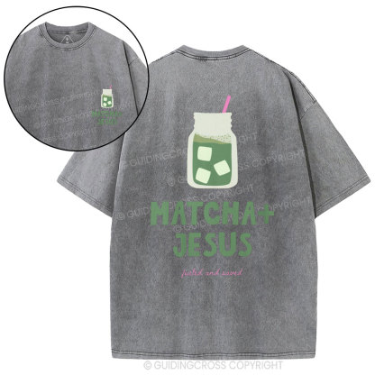 Matcha+Jesus Christian Washed T-Shirt