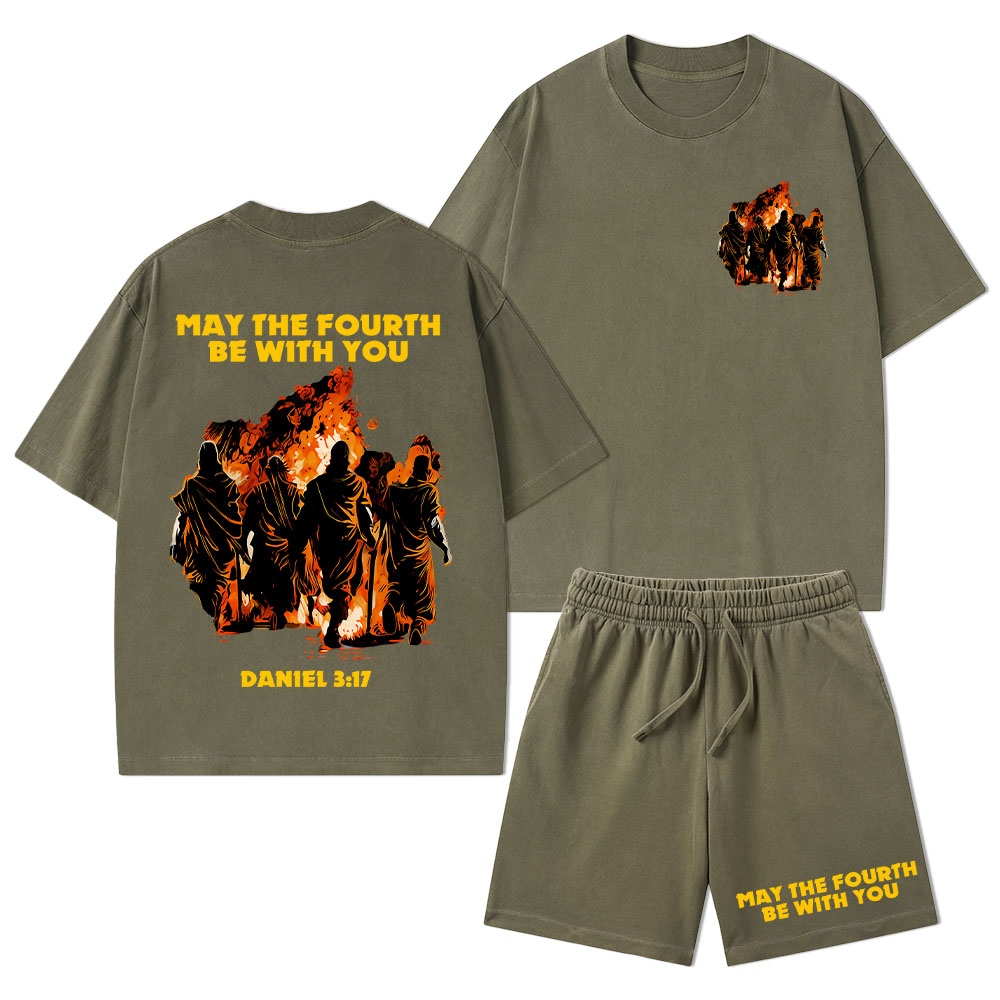 May The Fourth Be With You Christian Washed T-Shirt & Shorts