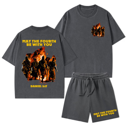 May The Fourth Be With You Christian Washed T-Shirt & Shorts