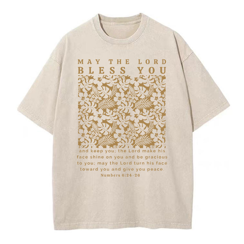 May The Lord Blessed You Chrsitian Washed T-Shirt