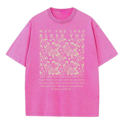 May The Lord Blessed You Chrsitian Washed T-Shirt