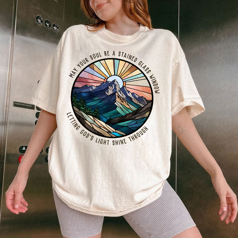 May Your Soul Be A Stained Glass Window Christian Washed T-Shirt