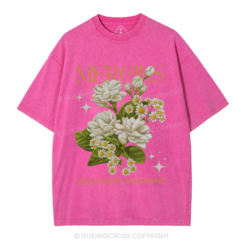 Mercies New Every Moring Christian Washed T-Shirt