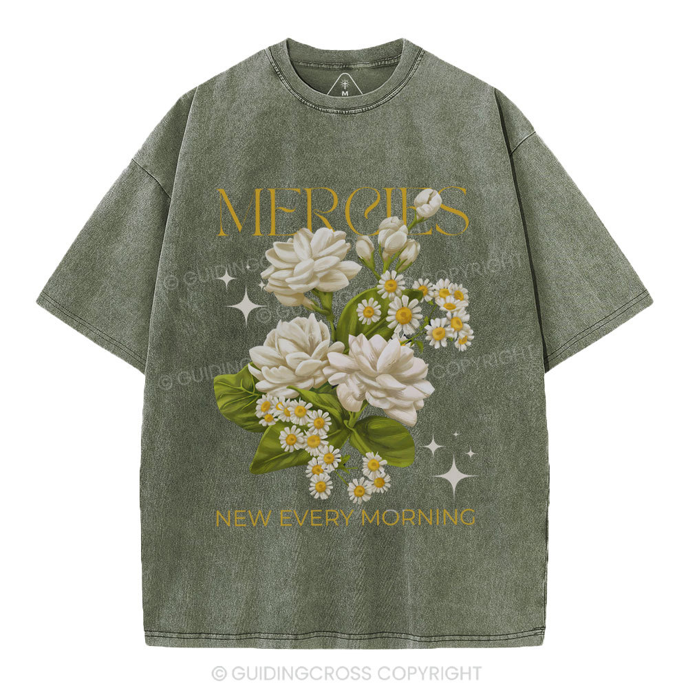 Mercies New Every Moring Christian Washed T-Shirt