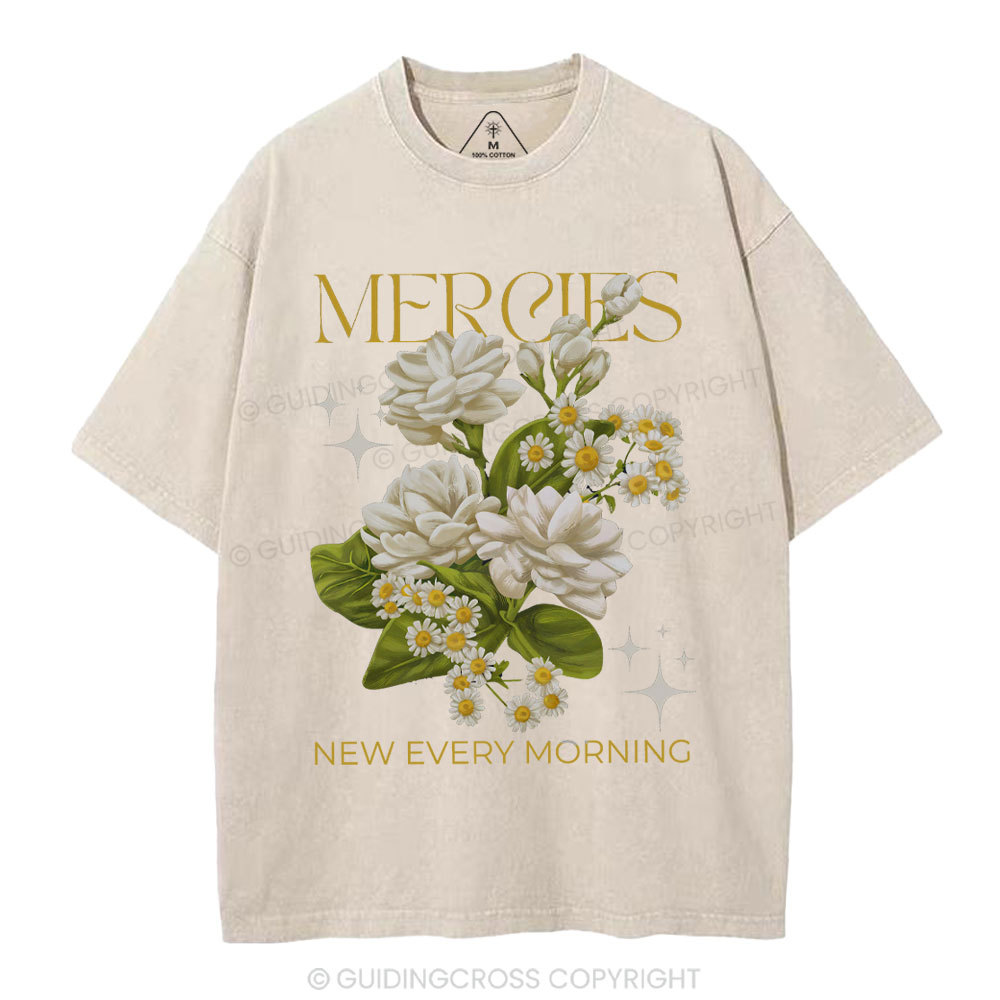 Mercies New Every Moring Christian Washed T-Shirt