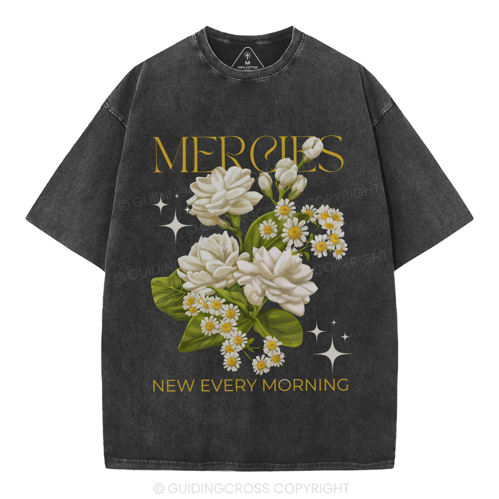 Mercies New Every Moring Christian Washed T-Shirt