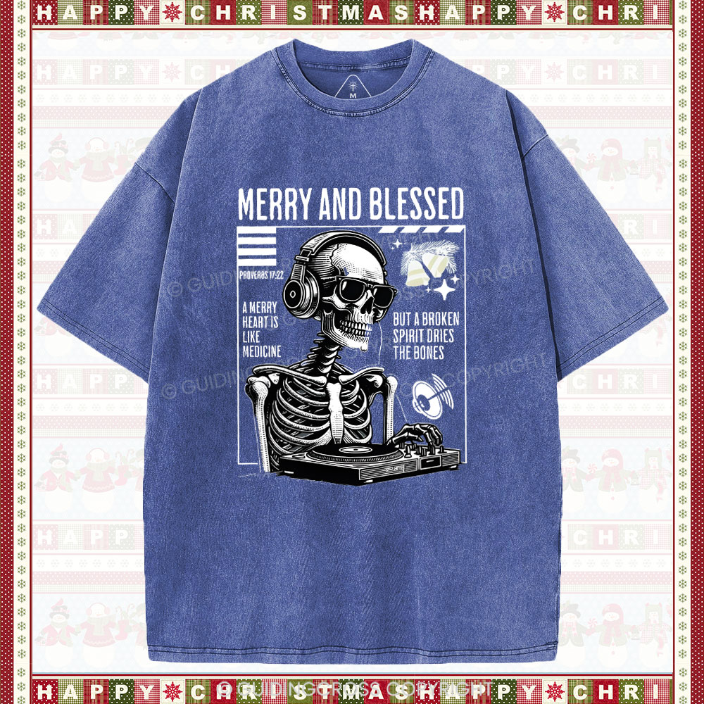 Merry And Blessed Christian Chistmas Washed T-Shirt