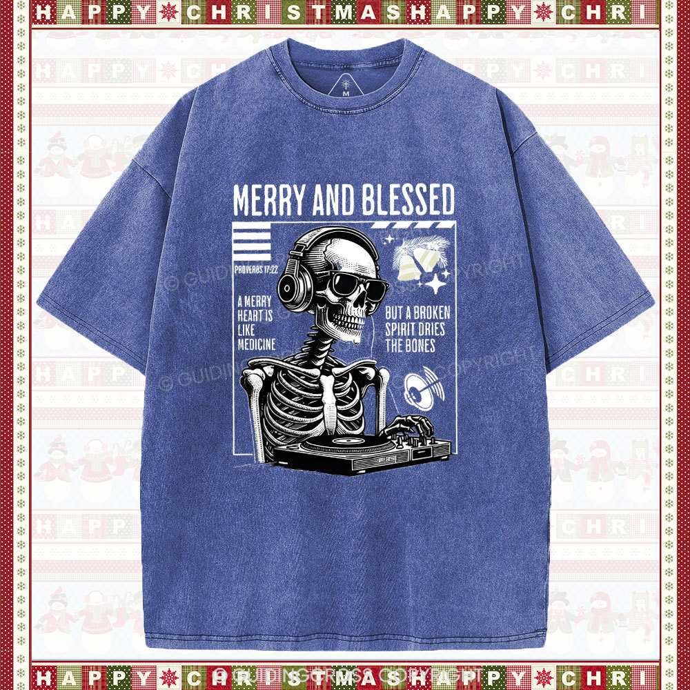 Merry And Blessed Christian Chistmas Washed T-Shirt