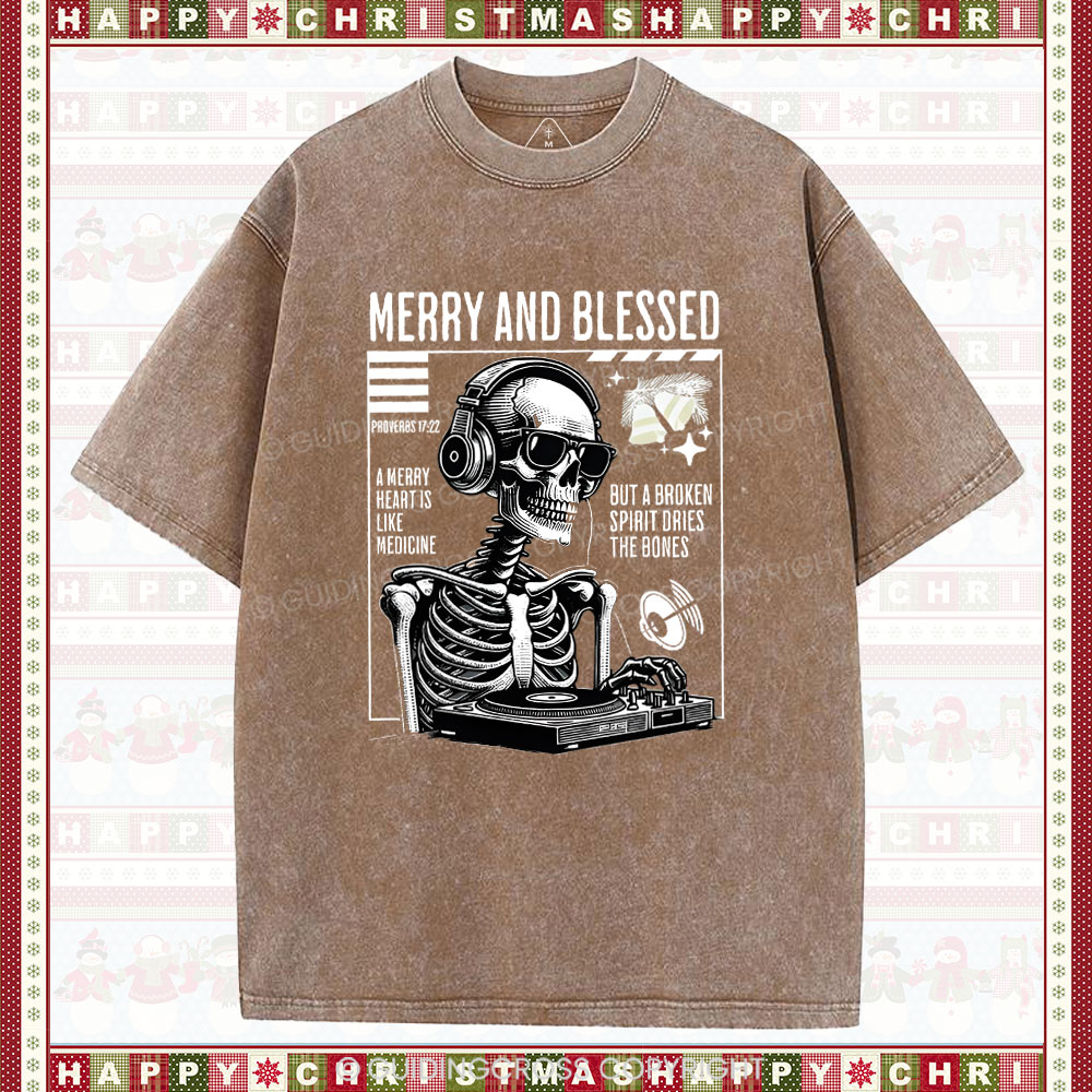 Merry And Blessed Christian Chistmas Washed T-Shirt
