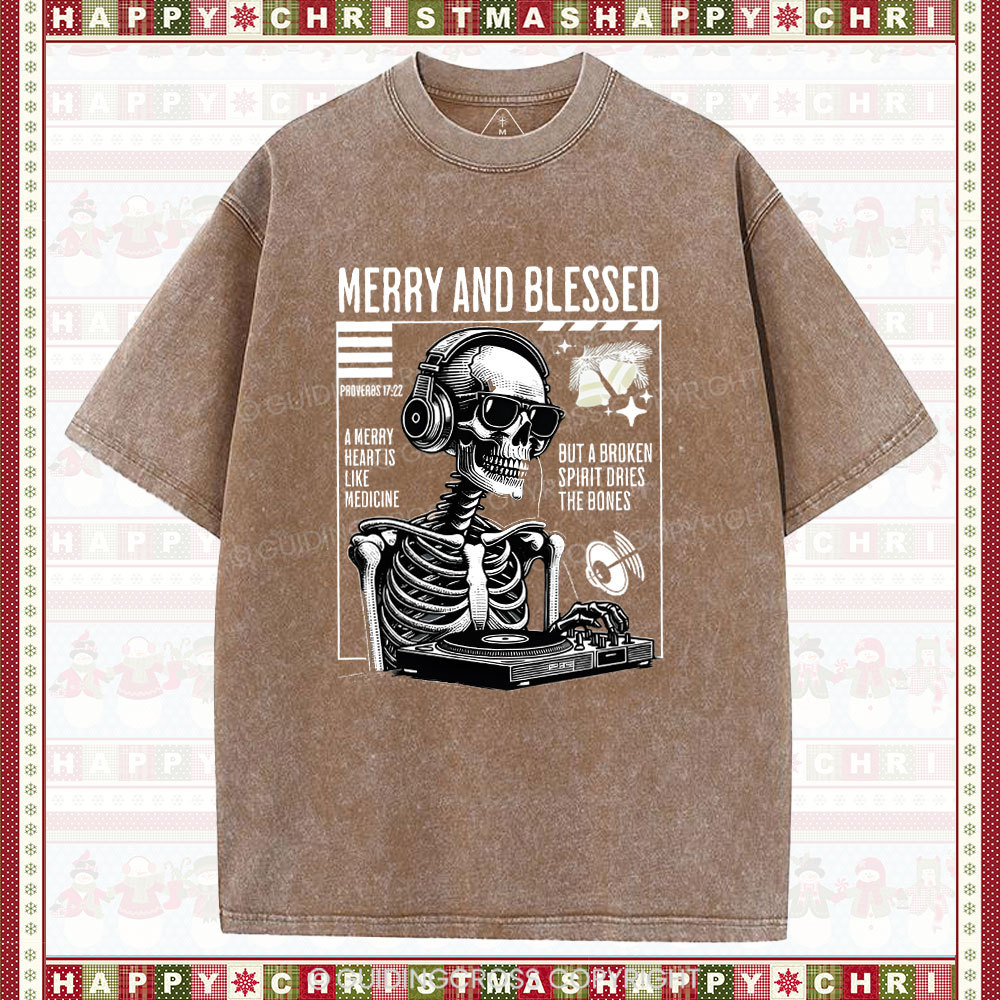Merry And Blessed Christian Chistmas Washed T-Shirt