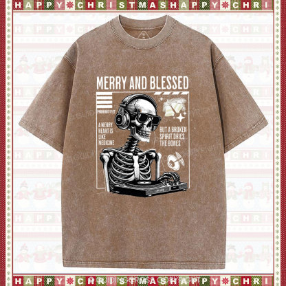 Merry And Blessed Christian Chistmas Washed T-Shirt