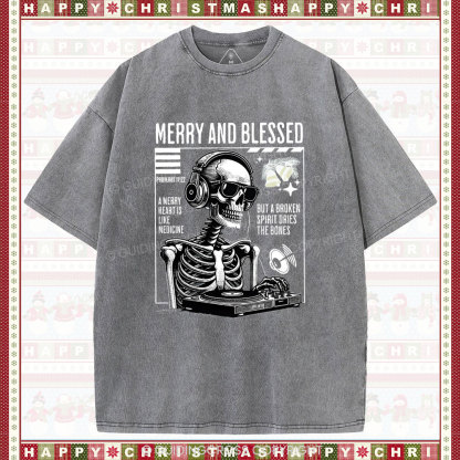 Merry And Blessed Christian Chistmas Washed T-Shirt