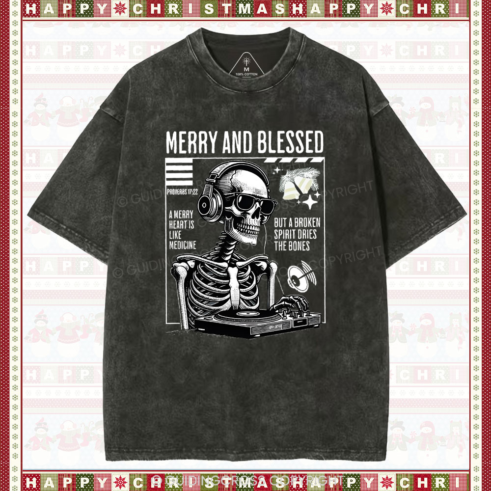 Merry And Blessed Christian Chistmas Washed T-Shirt