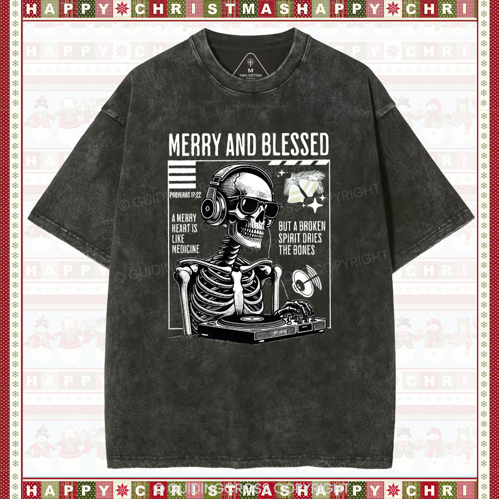 Merry And Blessed Christian Chistmas Washed T-Shirt